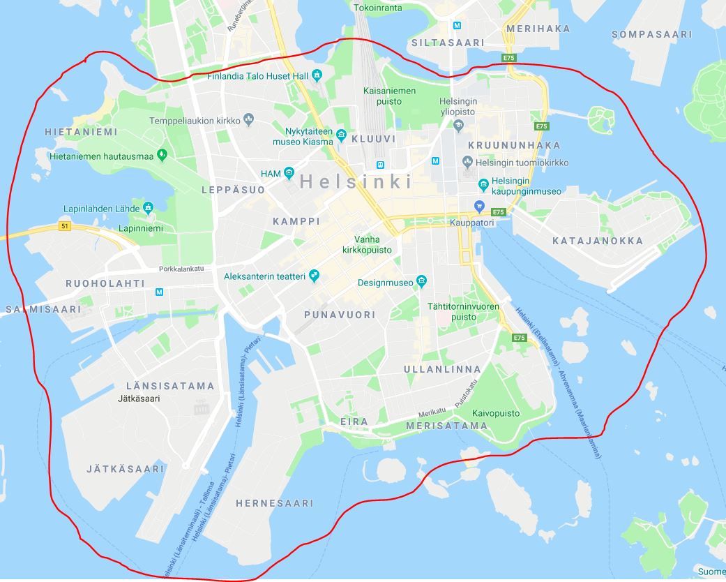 Helsinki city center map